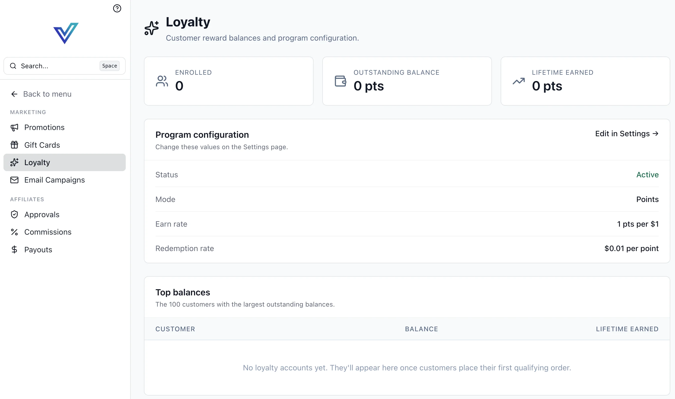 Loyalty admin