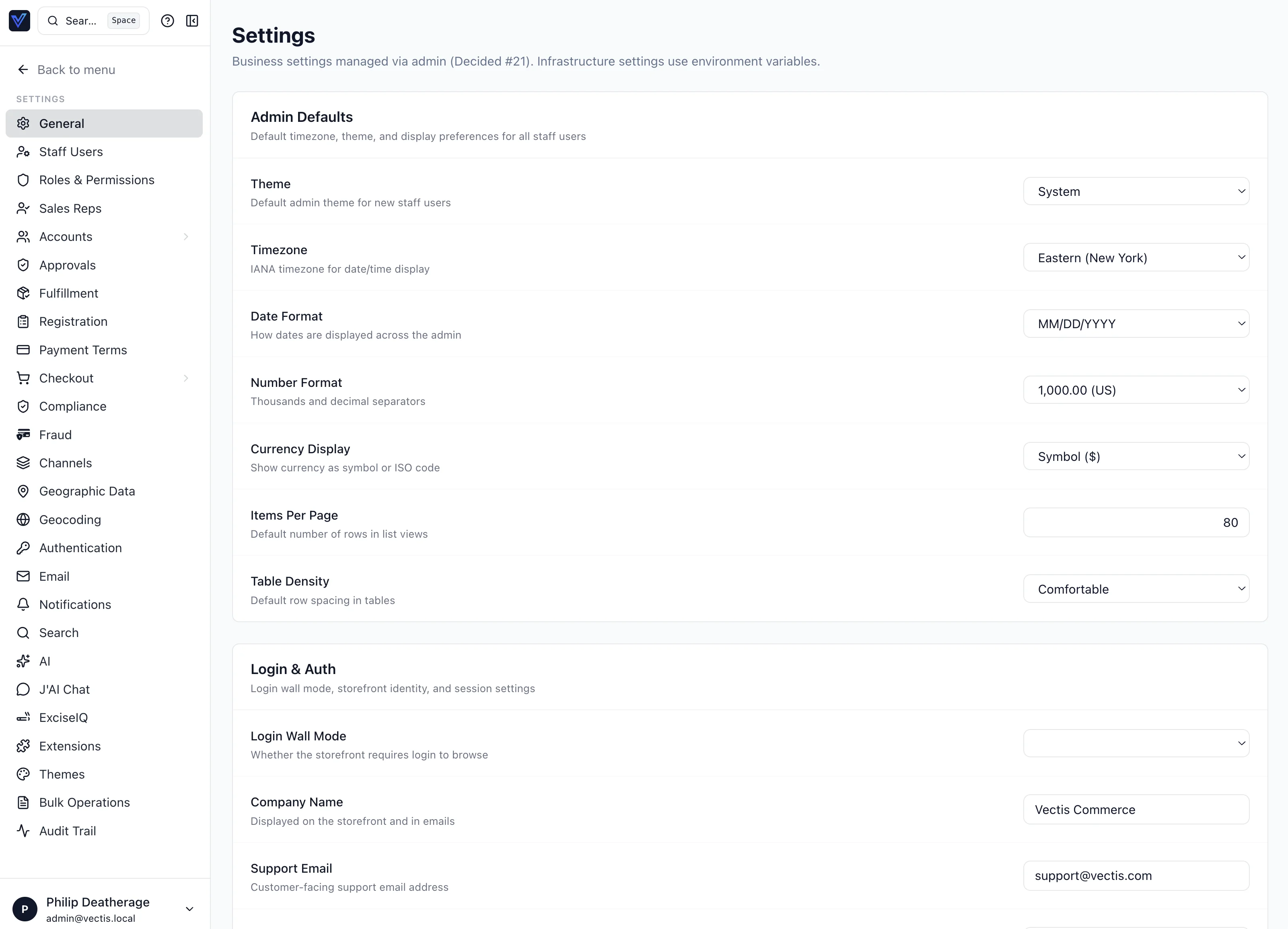 Settings — General